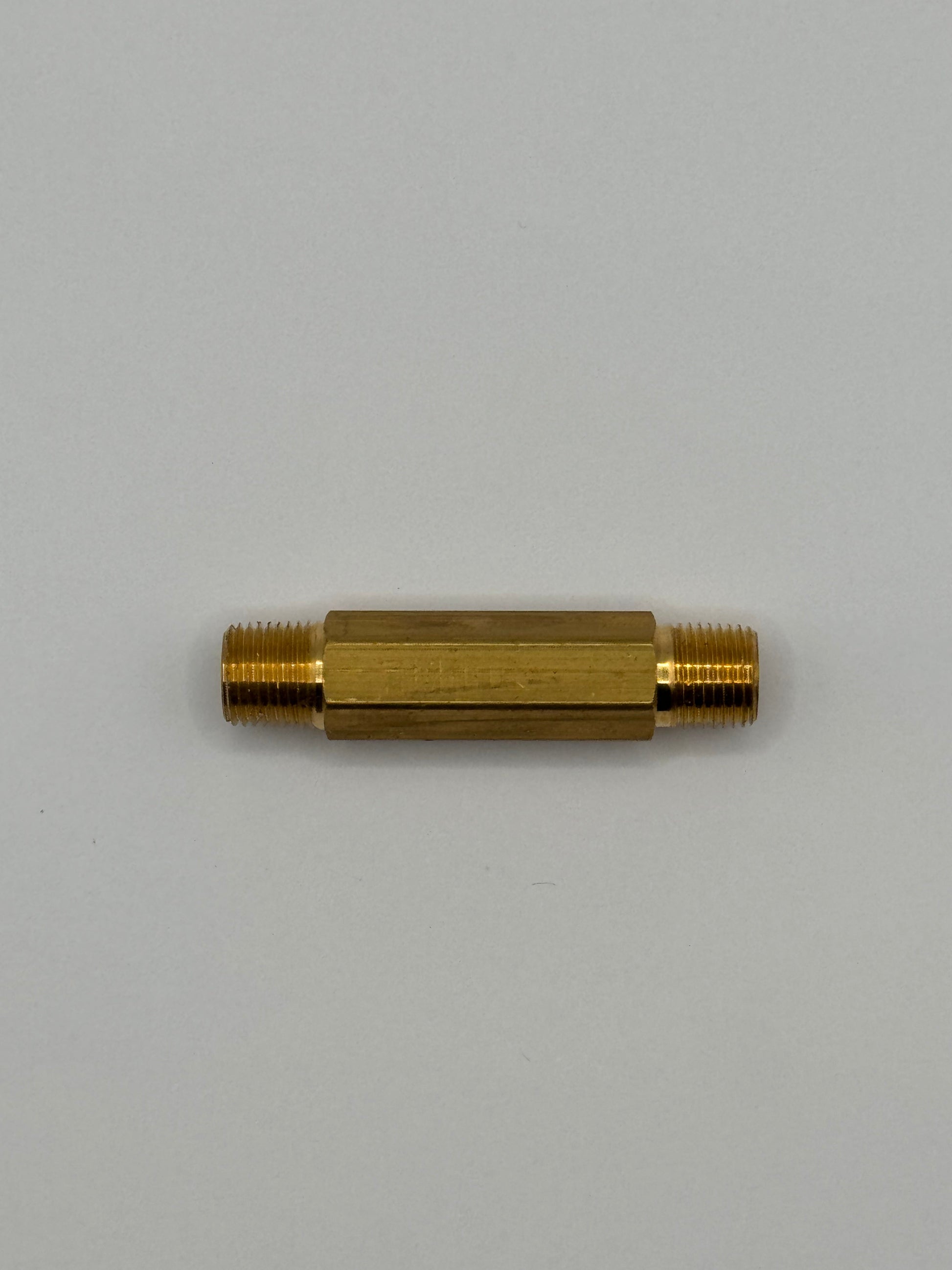 Hex Nipple, 1/8″ MPT x 2″, Brass Clean Burn